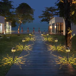 image-New Solar Plastic Lawn Floor Outlet Projection Lamp, Garden Decoration Lights