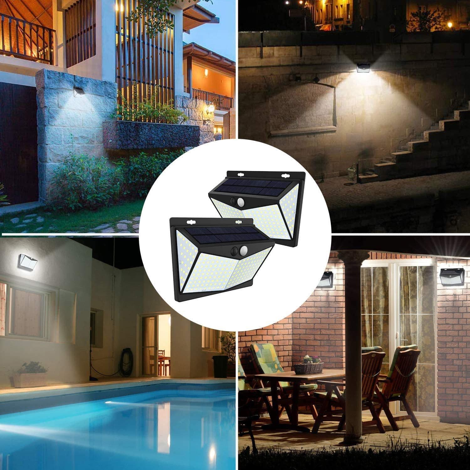 image-208LED Solar Wall Lamp Human Body Induction Garden Lamp Villa Landscape Lamp