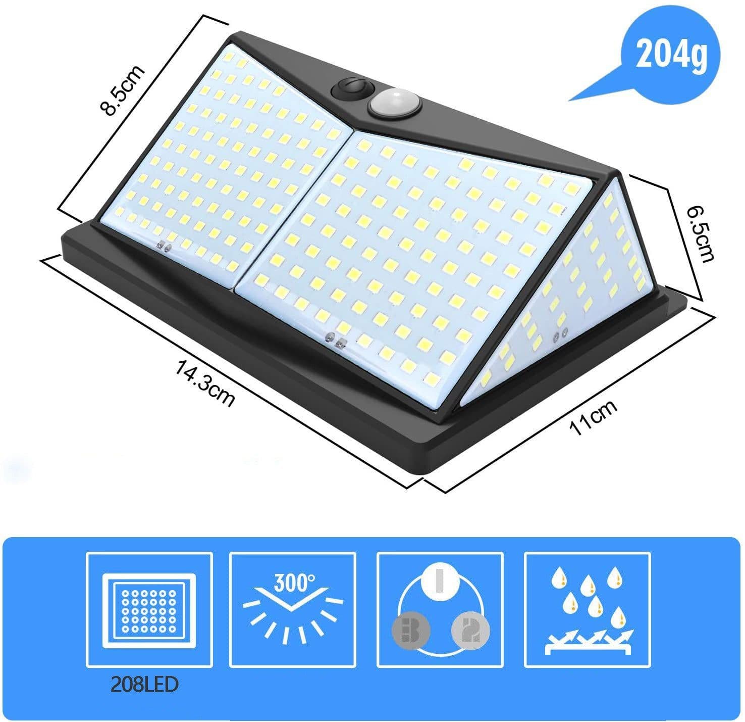 image-208LED Solar Wall Lamp Human Body Induction Garden Lamp Villa Landscape Lamp