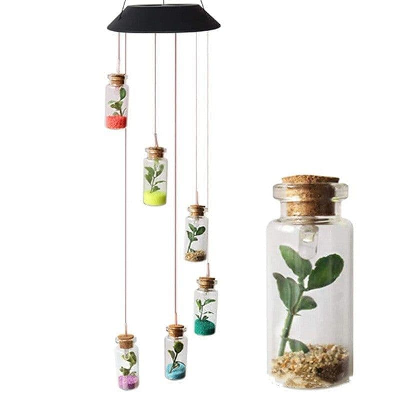 image-Christmas Decoration Solar Wishing Bottle Wind Bell Light Gradual Change