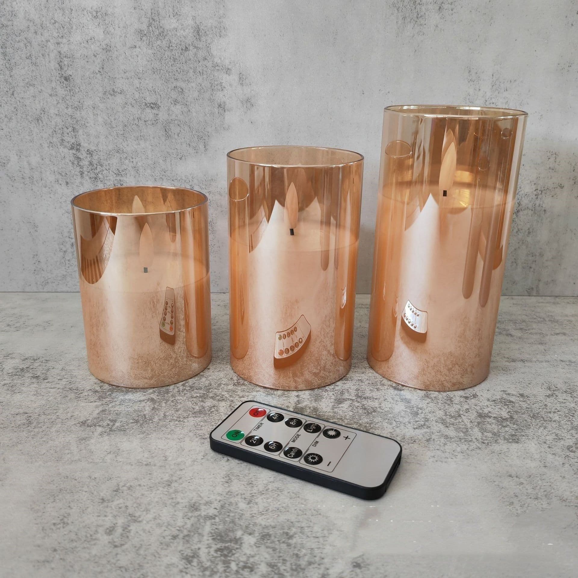image-Electroplated Glass LED Electronic Candle Lights Wholesale Rechargeable