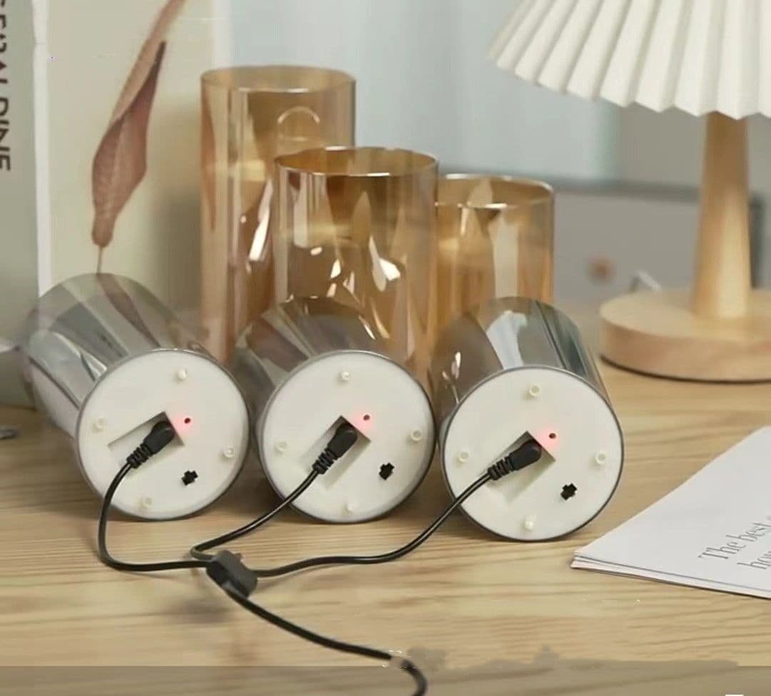 image-Electroplated Glass LED Electronic Candle Lights Wholesale Rechargeable