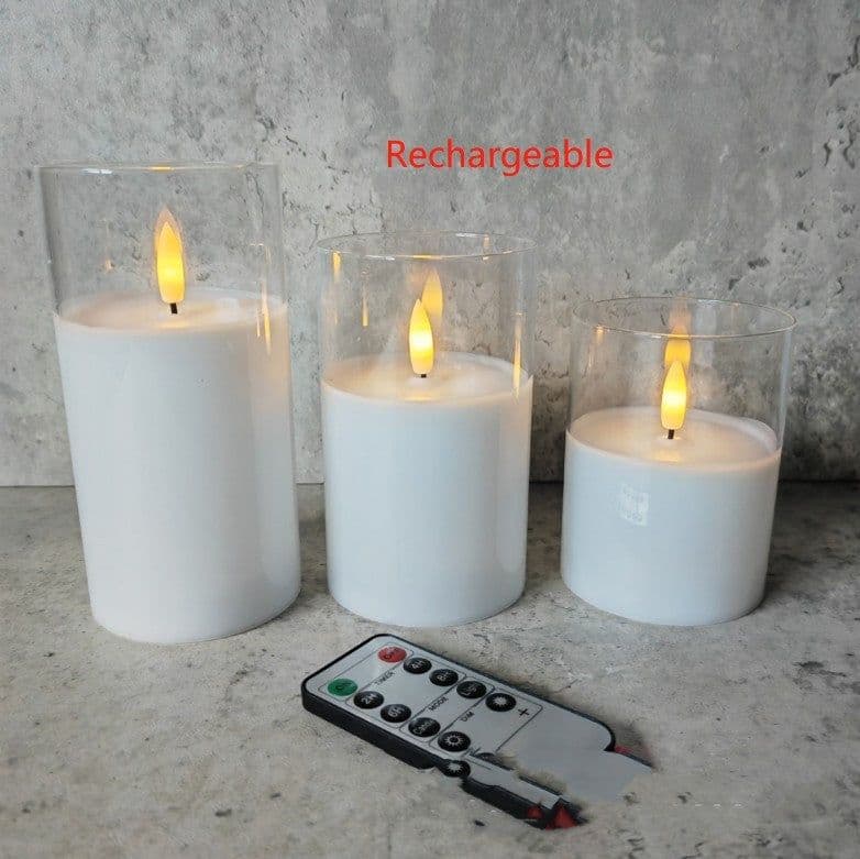 image-Electroplated Glass LED Electronic Candle Lights Wholesale Rechargeable