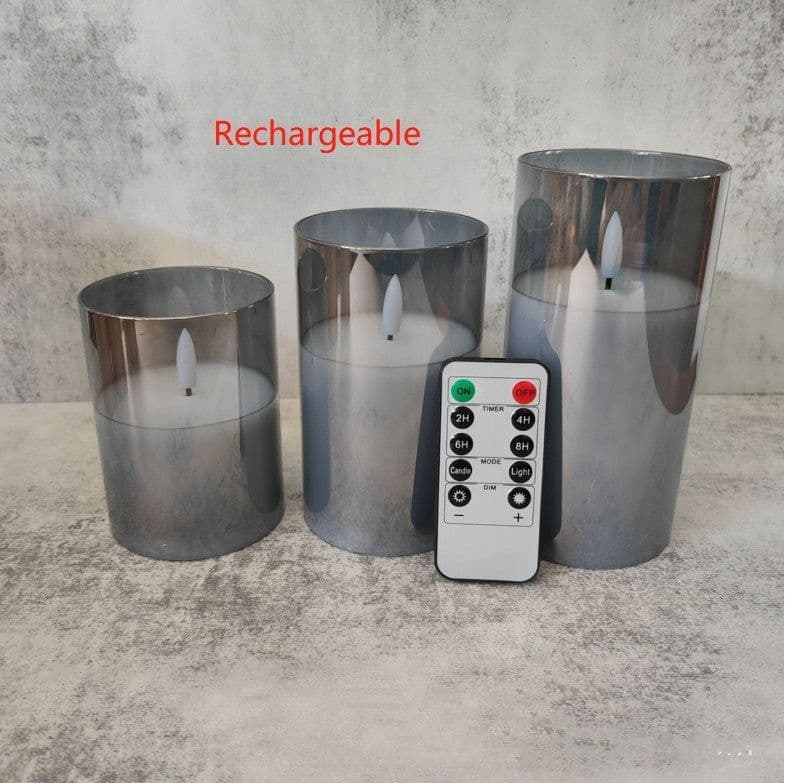 image-Electroplated Glass LED Electronic Candle Lights Wholesale Rechargeable