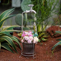 image-Amazon Solar Iron Water Drop Water Outdoor Landscape Lamp Garden New Faucet Iron Decorative Lamp