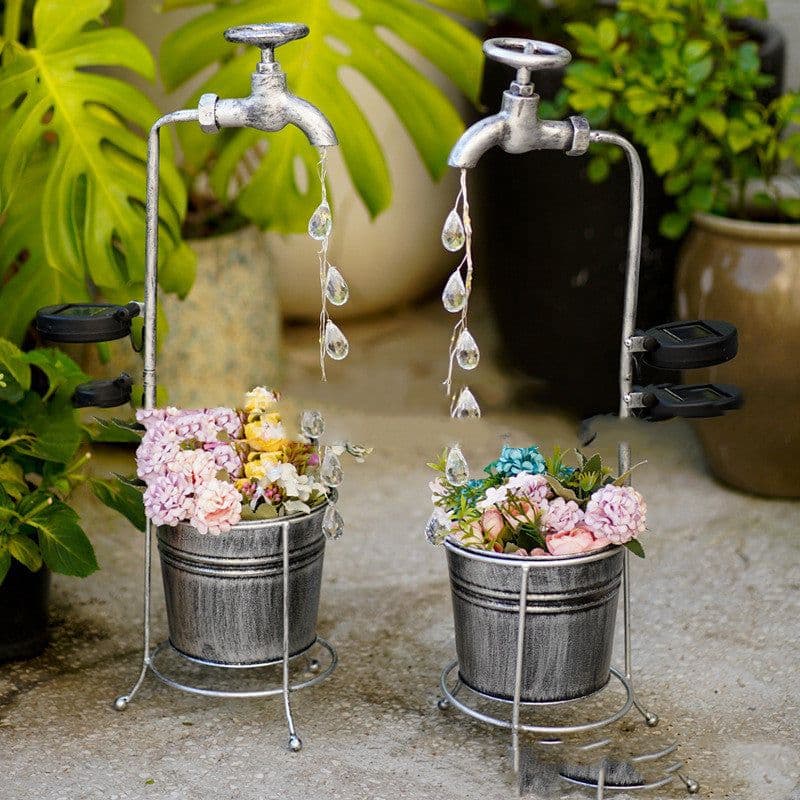 image-Amazon Solar Iron Water Drop Water Outdoor Landscape Lamp Garden New Faucet Iron Decorative Lamp