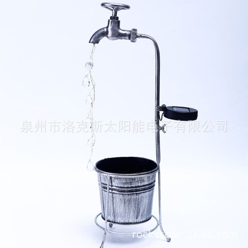 image-Amazon Solar Iron Water Drop Water Outdoor Landscape Lamp Garden New Faucet Iron Decorative Lamp