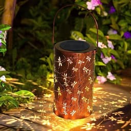 image-Solar Lantern Outdoor Waterproof Courtyard Decoration Wrought Iron Cylinder Hollow-out Lantern Garden Landscape Decorative Lamp