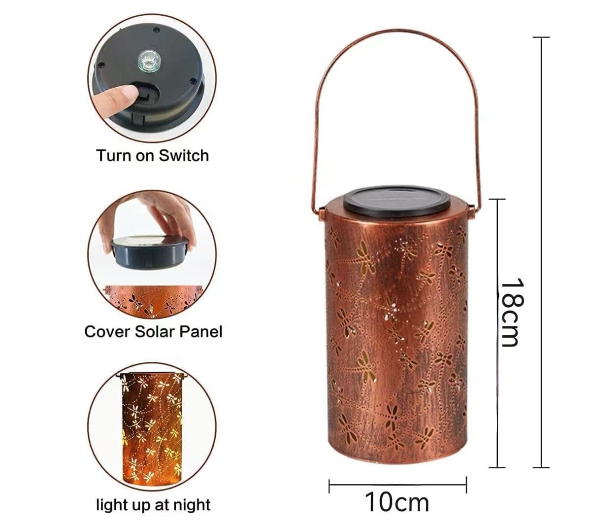 image-Solar Lantern Outdoor Waterproof Courtyard Decoration Wrought Iron Cylinder Hollow-out Lantern Garden Landscape Decorative Lamp