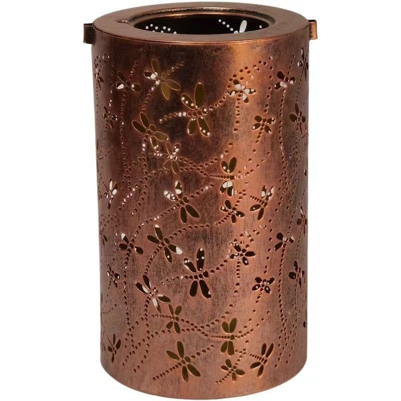 image-Solar Lantern Outdoor Waterproof Courtyard Decoration Wrought Iron Cylinder Hollow-out Lantern Garden Landscape Decorative Lamp