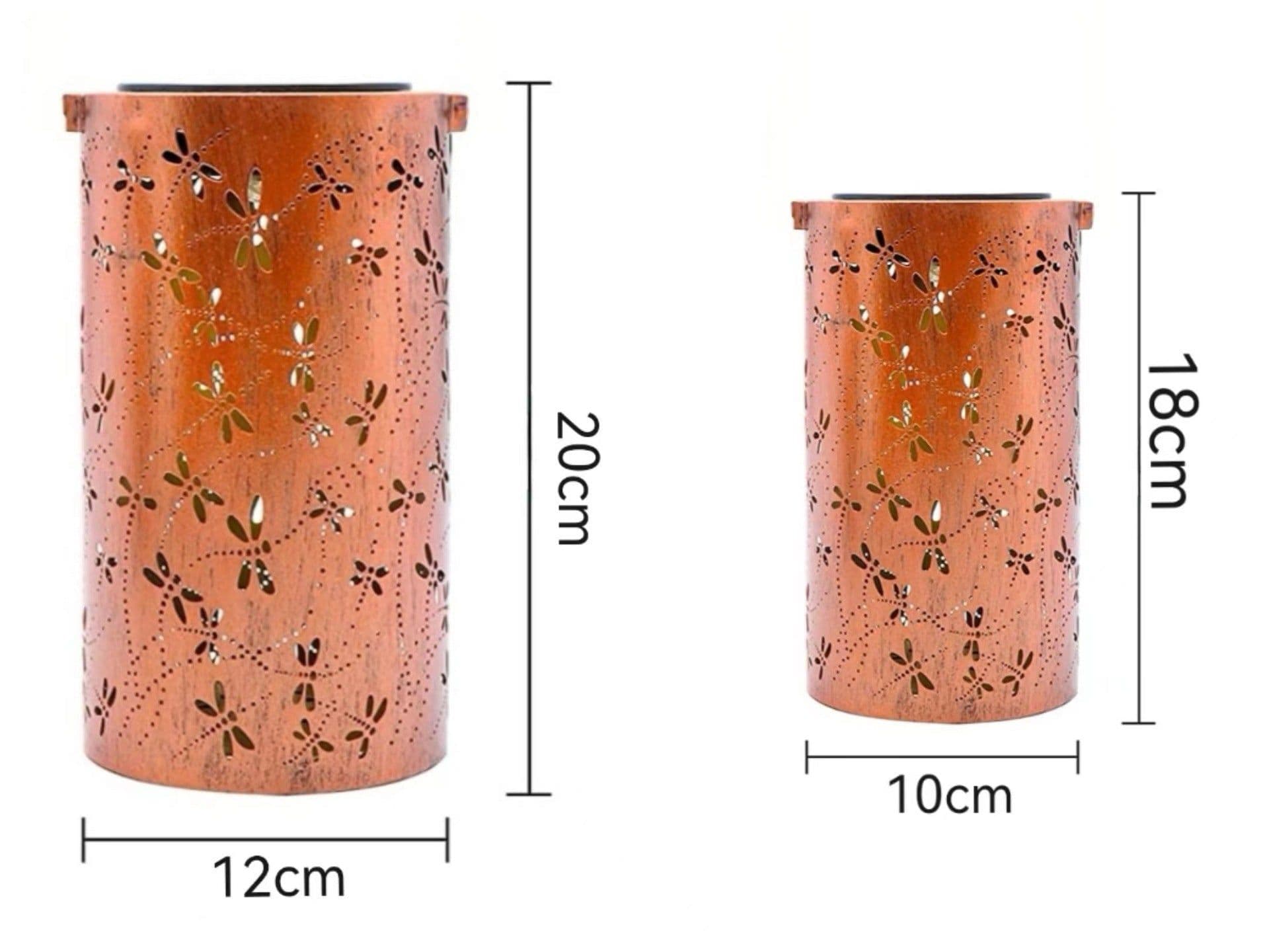 image-Solar Lantern Outdoor Waterproof Courtyard Decoration Wrought Iron Cylinder Hollow-out Lantern Garden Landscape Decorative Lamp