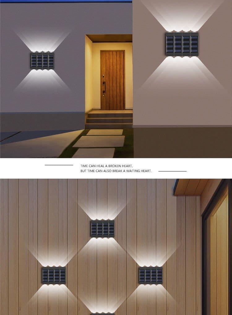 image-Solar Double-headed Wall Lamp Outdoor Yard Lamp Waterproof Outdoor Up