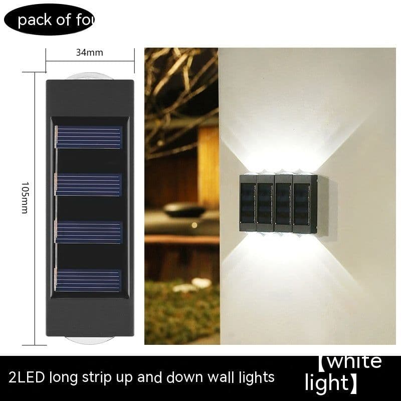 image-Solar Double-headed Wall Lamp Outdoor Yard Lamp Waterproof Outdoor Up