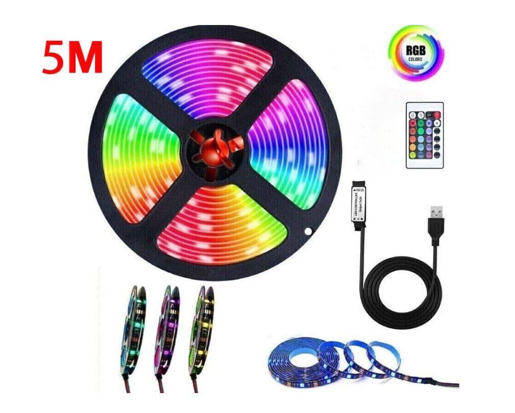 image-USB LED Light Strip 2-5M RGB Color 5050 Color Changing With TV Kitchen Lighting