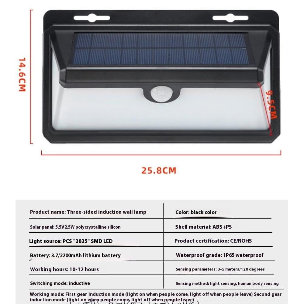 image-Outdoor Solar Courtyard Human Body Induction Wall Lamp Intelligent Light Sense Garden Villa Balcony Exterior Wall