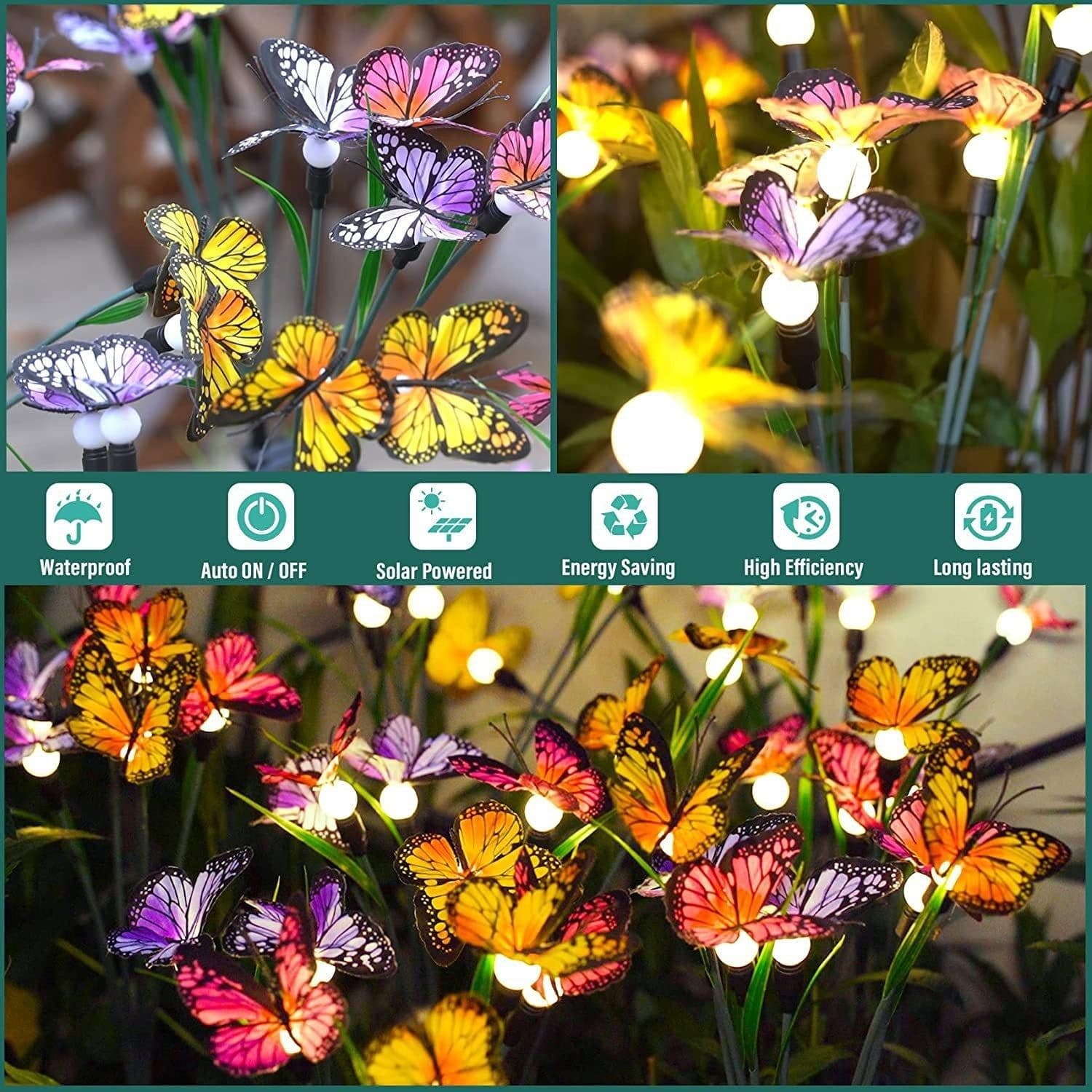 image-Solar Outdoor Garden Lawn Waterproof Atmosphere Butterfly Ground Lamp