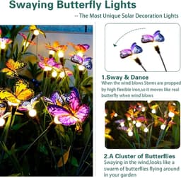 image-Solar Outdoor Garden Lawn Waterproof Atmosphere Butterfly Ground Lamp