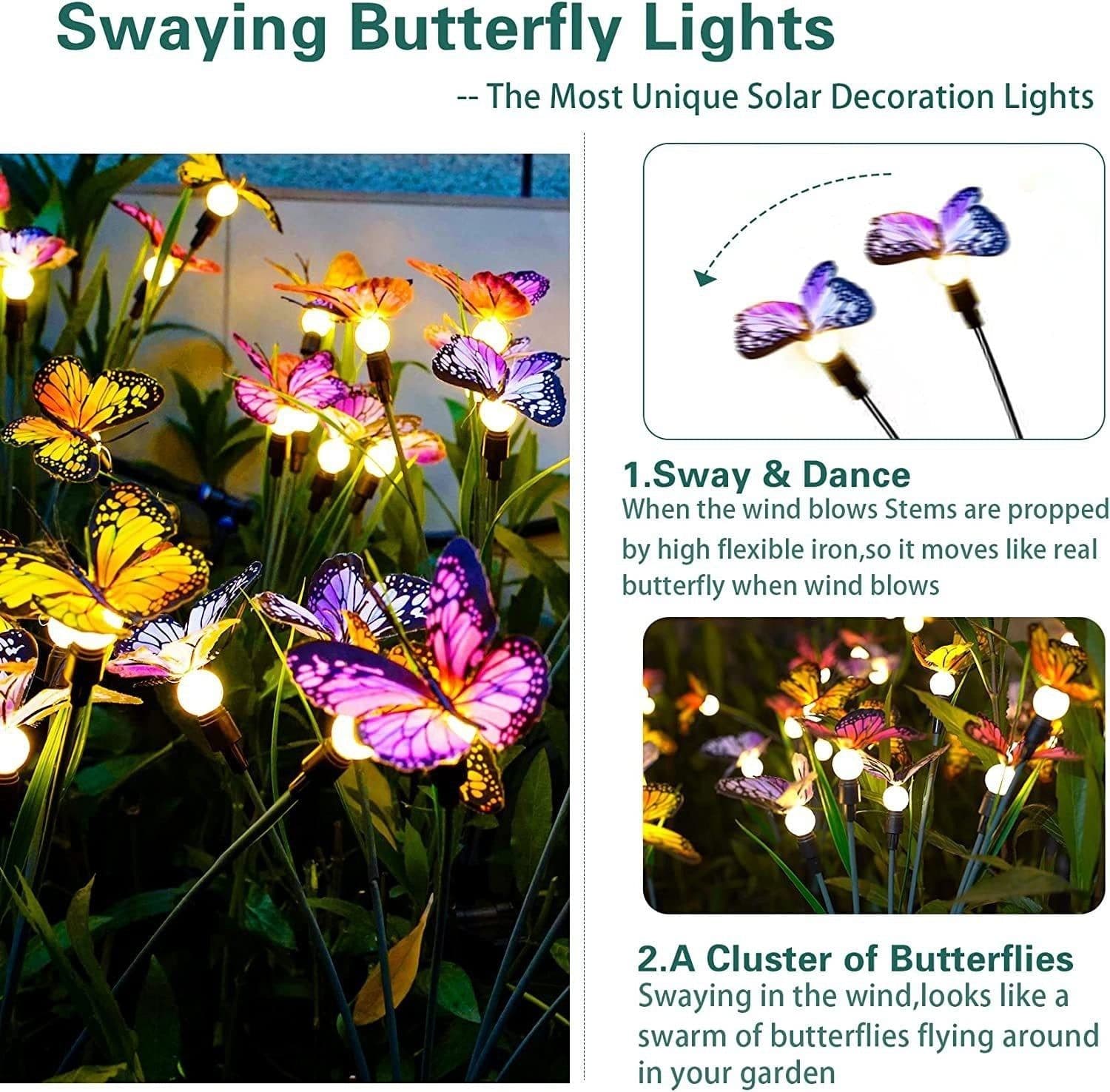 image-Solar Outdoor Garden Lawn Waterproof Atmosphere Butterfly Ground Lamp