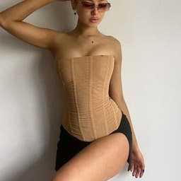 image-Skinny Sleeveless Tube Top Women Summer New Mesh Crop Corset Tank Party Streetwear Chest