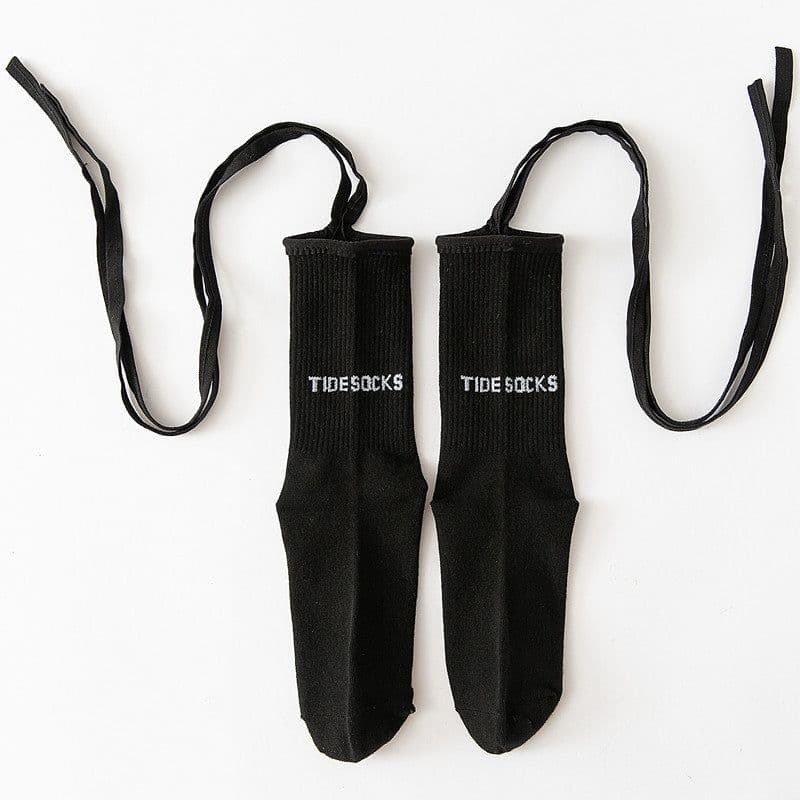 image-New Fluorescent Bandage Socks Female Letter Printed New Trendy Bar Nightclub Personality Reflective Cross High Quality Socks