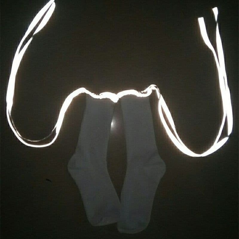image-New Fluorescent Bandage Socks Female Letter Printed New Trendy Bar Nightclub Personality Reflective Cross High Quality Socks