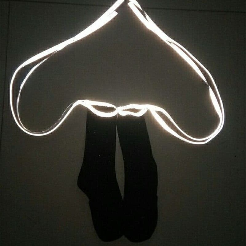 image-New Fluorescent Bandage Socks Female Letter Printed New Trendy Bar Nightclub Personality Reflective Cross High Quality Socks