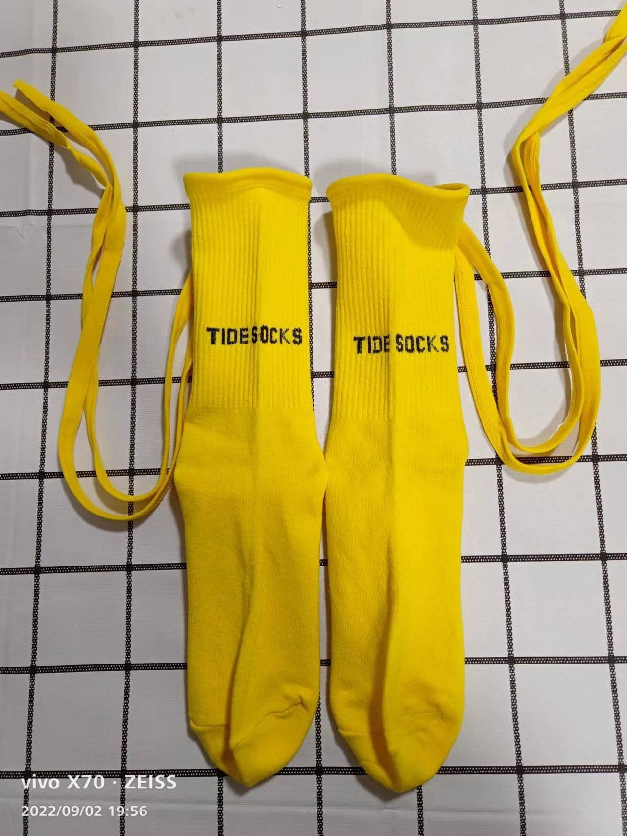 image-New Fluorescent Bandage Socks Female Letter Printed New Trendy Bar Nightclub Personality Reflective Cross High Quality Socks
