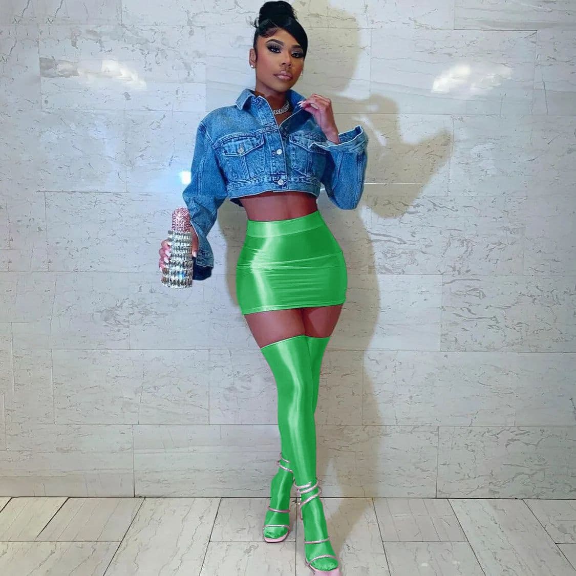 image-Pure Color Tight Hip Skirt Skirt Half Socks Casual Suit
