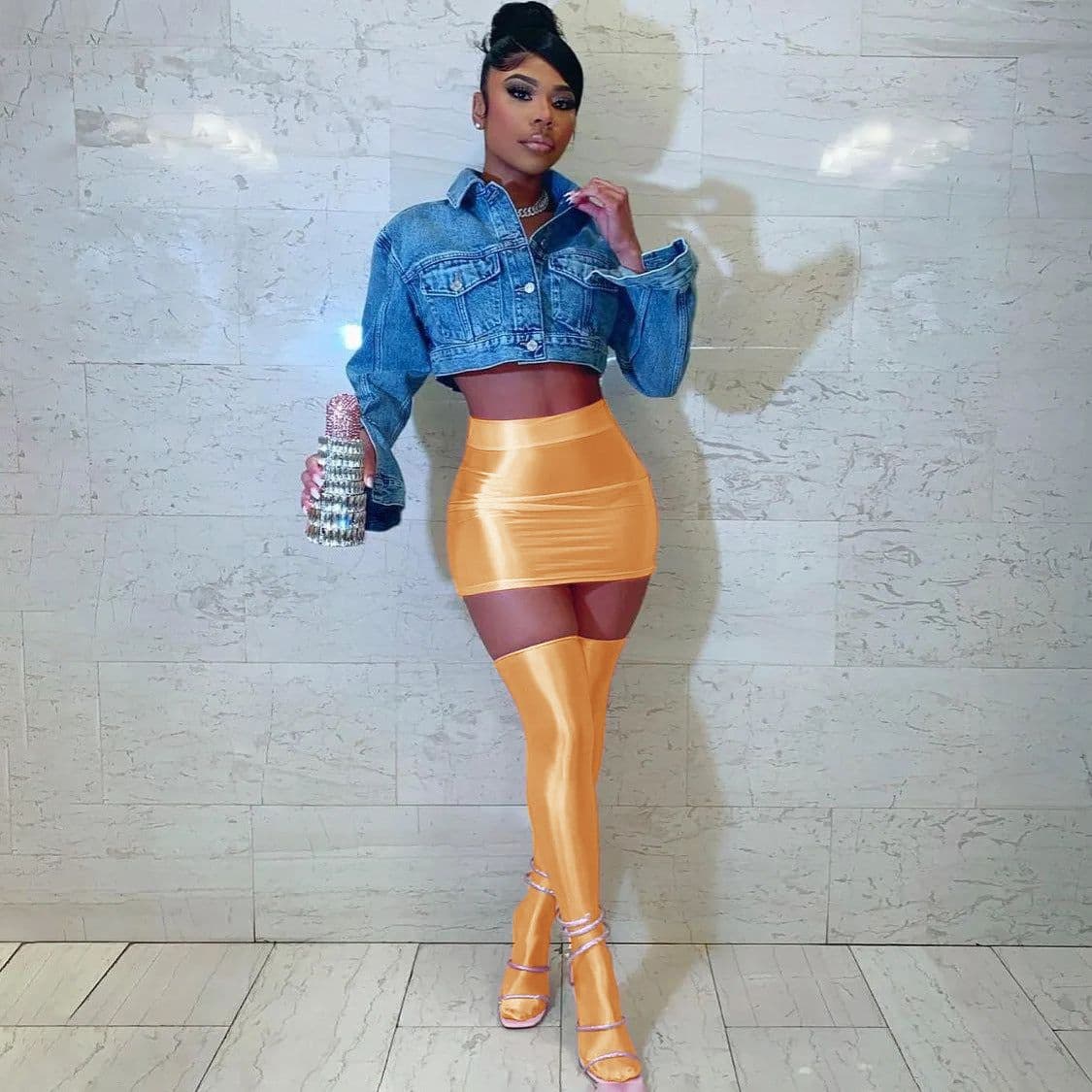 image-Pure Color Tight Hip Skirt Skirt Half Socks Casual Suit