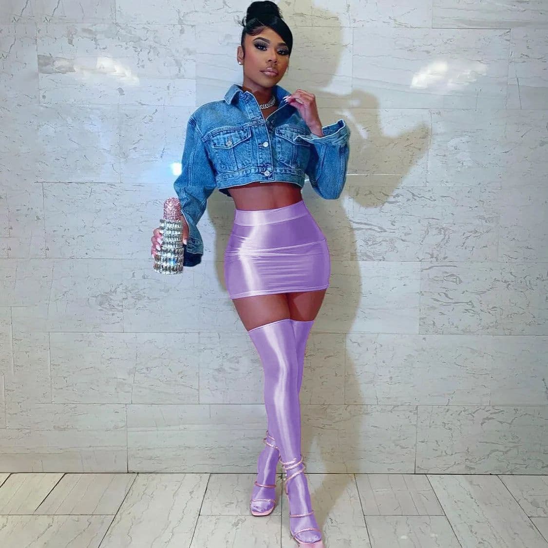 image-Pure Color Tight Hip Skirt Skirt Half Socks Casual Suit