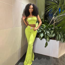 image-Fashion Summer Suit Embroidery Tube Top And High Waist Drawstring Bell-bottomed Pants Two-piece Set Womens Clothing