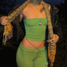 image-Fashion Summer Suit Embroidery Tube Top And High Waist Drawstring Bell-bottomed Pants Two-piece Set Womens Clothing