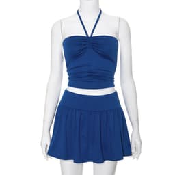 image-Women's Suits Summer Sleeveless Tube Top And Pleating Skirt Y2K Hot Girl Mid-length Dress Set