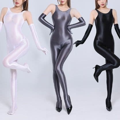 image-Backless Zipper One-piece Tight-fitting And Shiny Body Toning Socks