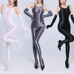 image-Backless Zipper One-piece Tight-fitting And Shiny Body Toning Socks