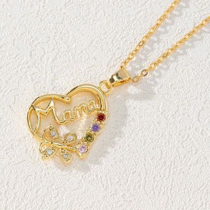 image-Mother's Day Gift Hollow Heart English Letter Love Mom Rhinestone Butterfly Finger Ring Jewelry Gift
