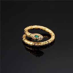 image-Fashion Gold Color Snake Ring For Women Girl Adjustable Exquisite Shiny Cubic Zirconia Finger Ring Wedding Jewelry Gift