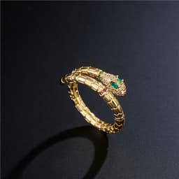 image-Fashion Gold Color Snake Ring For Women Girl Adjustable Exquisite Shiny Cubic Zirconia Finger Ring Wedding Jewelry Gift