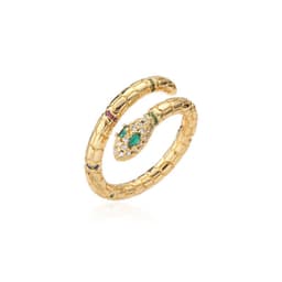 image-Fashion Gold Color Snake Ring For Women Girl Adjustable Exquisite Shiny Cubic Zirconia Finger Ring Wedding Jewelry Gift