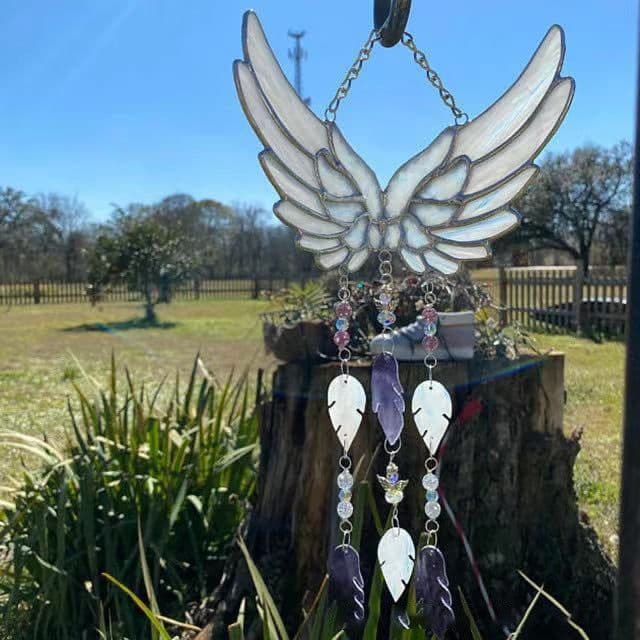 image-Crystal Angel Wing Chime Suncatcher Yard Gift Home Garden Hanging Decoration