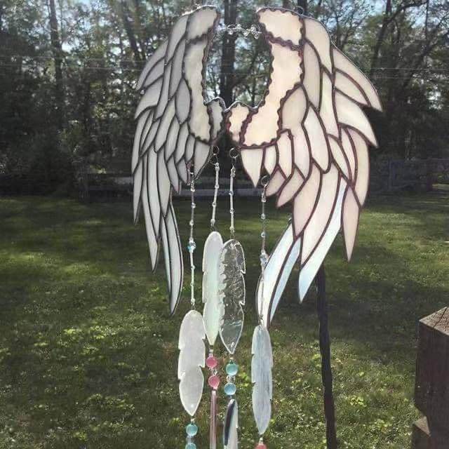image-Crystal Angel Wing Chime Suncatcher Yard Gift Home Garden Hanging Decoration