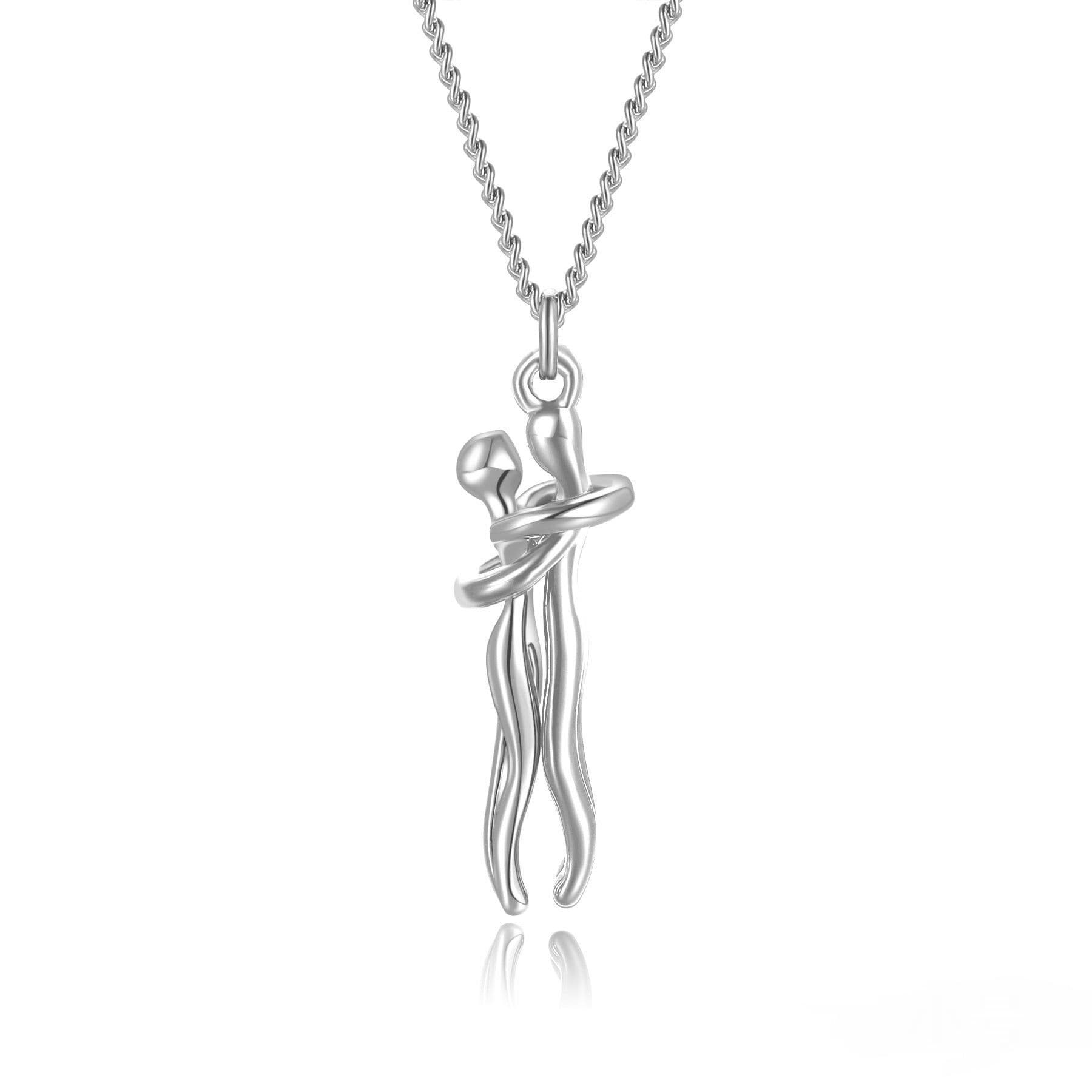 image-Hot Sale Affectionate Hug Necklace Couples Anniversary Valentine's Day Gift Fashion Punk Street Style Pendant Necklace