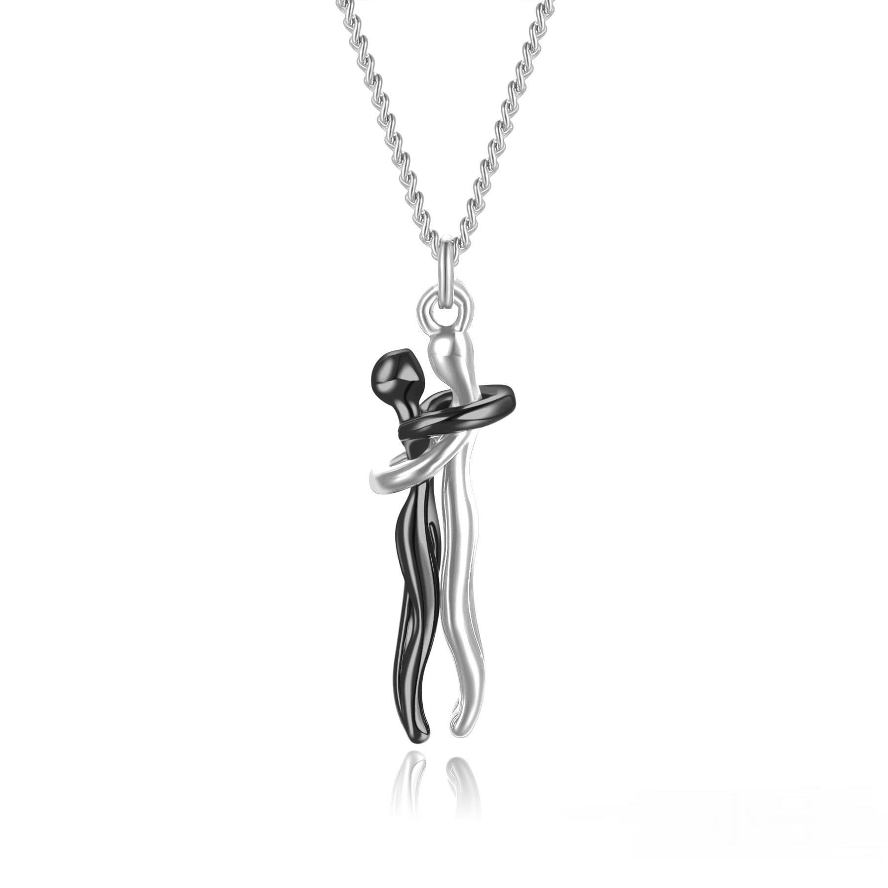 image-Hot Sale Affectionate Hug Necklace Couples Anniversary Valentine's Day Gift Fashion Punk Street Style Pendant Necklace