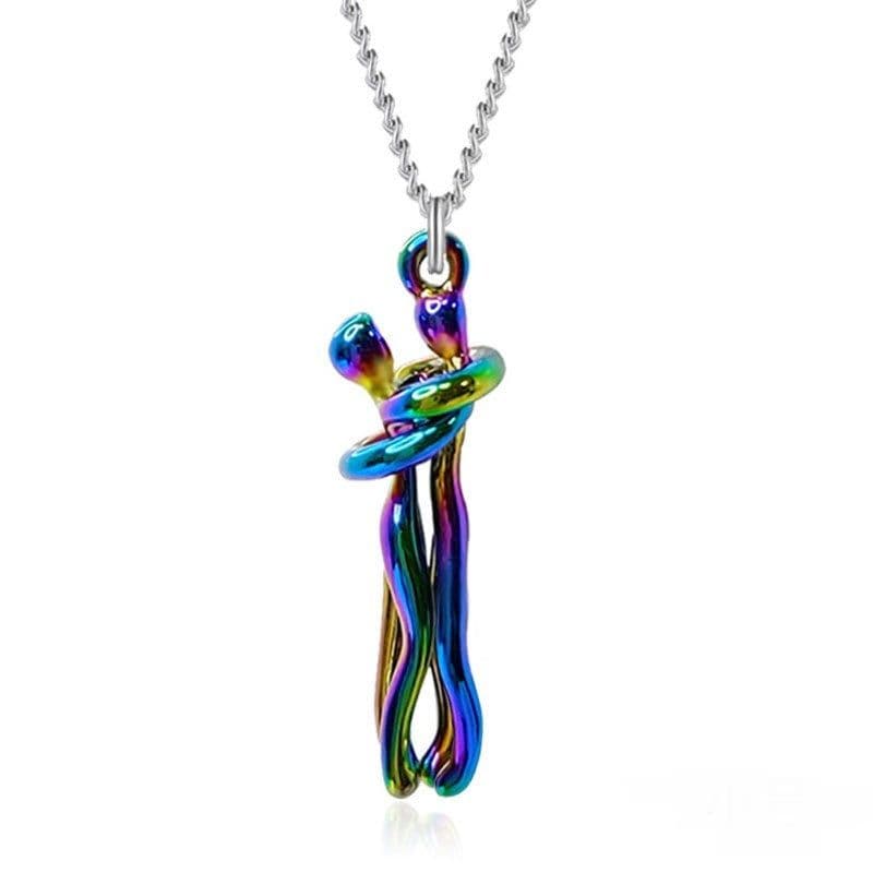 image-Hot Sale Affectionate Hug Necklace Couples Anniversary Valentine's Day Gift Fashion Punk Street Style Pendant Necklace