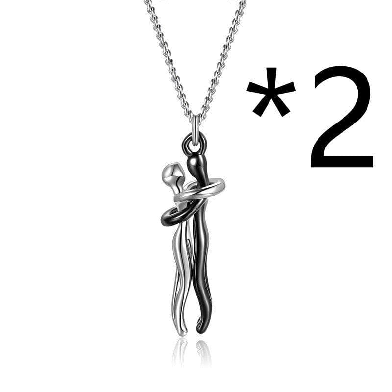 image-Hot Sale Affectionate Hug Necklace Couples Anniversary Valentine's Day Gift Fashion Punk Street Style Pendant Necklace