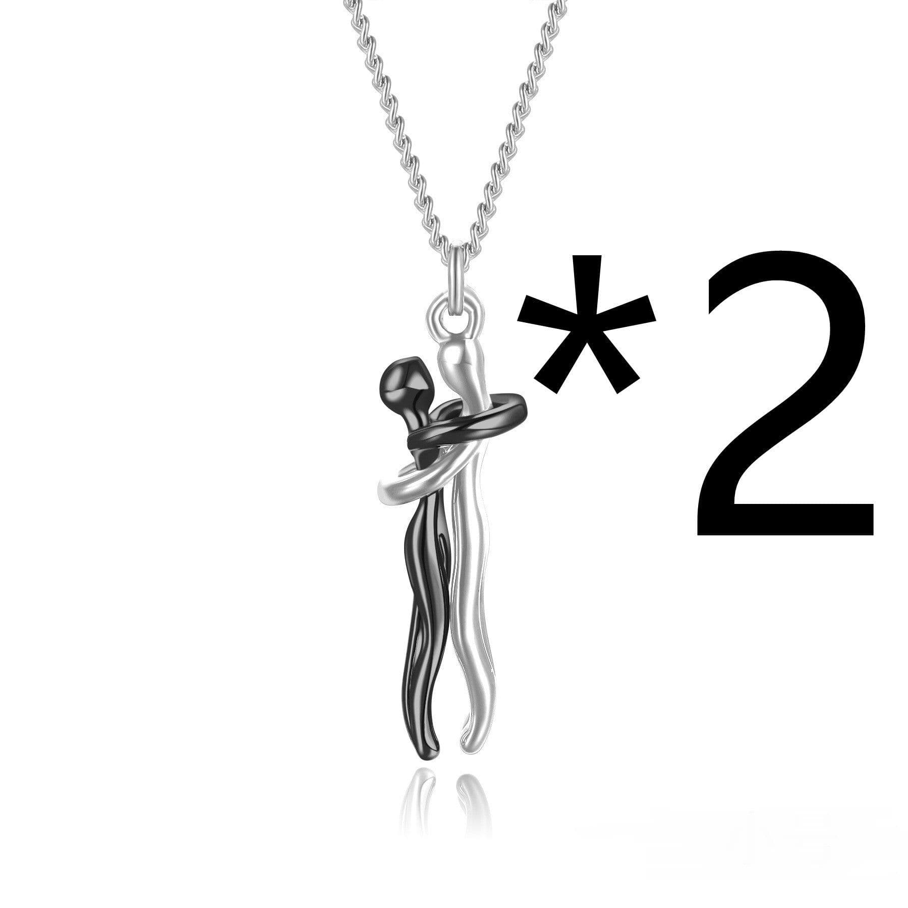 image-Hot Sale Affectionate Hug Necklace Couples Anniversary Valentine's Day Gift Fashion Punk Street Style Pendant Necklace