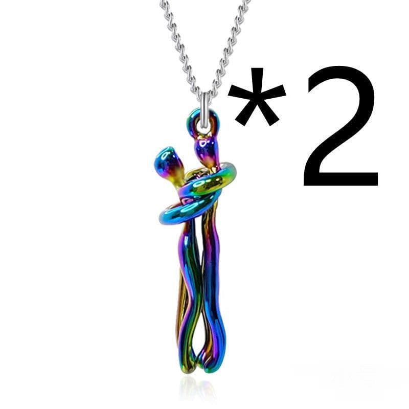 image-Hot Sale Affectionate Hug Necklace Couples Anniversary Valentine's Day Gift Fashion Punk Street Style Pendant Necklace