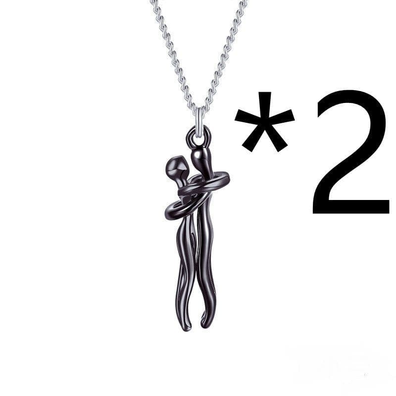 image-Hot Sale Affectionate Hug Necklace Couples Anniversary Valentine's Day Gift Fashion Punk Street Style Pendant Necklace