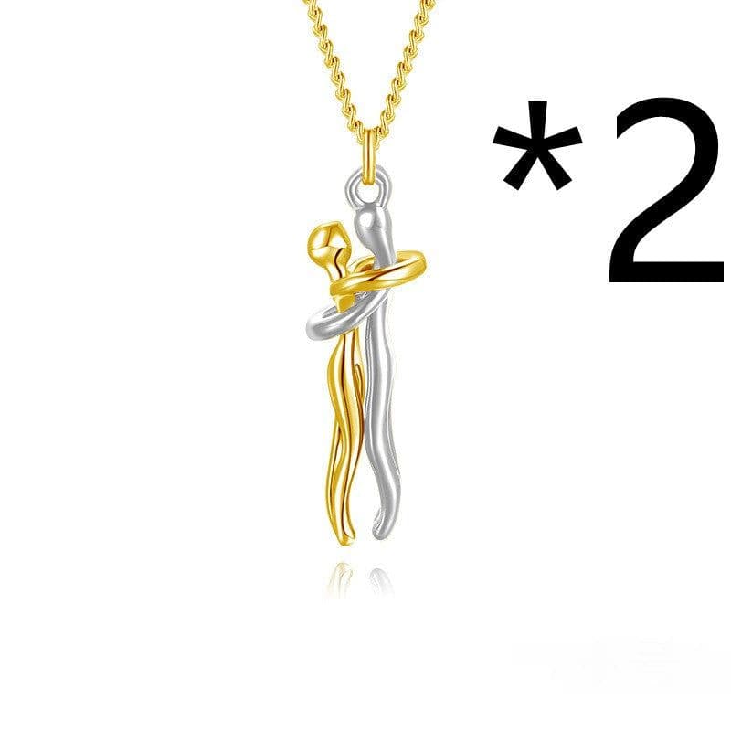 image-Hot Sale Affectionate Hug Necklace Couples Anniversary Valentine's Day Gift Fashion Punk Street Style Pendant Necklace
