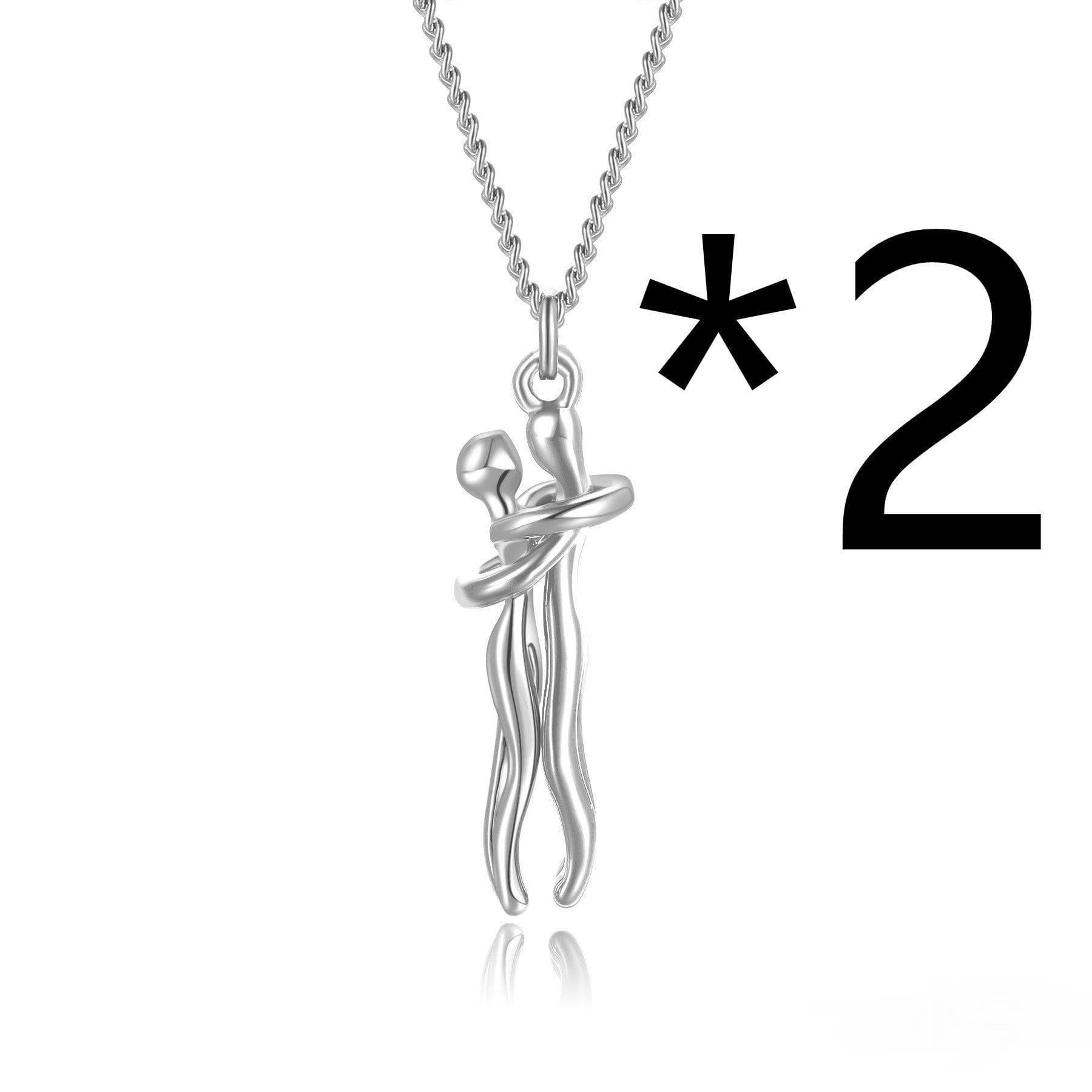 image-Hot Sale Affectionate Hug Necklace Couples Anniversary Valentine's Day Gift Fashion Punk Street Style Pendant Necklace